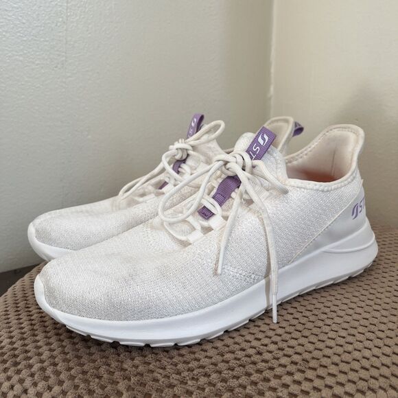 STQ Womens Slip On Sneakers Orthopedic Tennis Gym Sneaker, White & Lilac- Sz 9.5 - Picture 2 of 9
